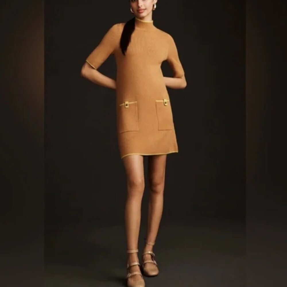 Maeve Mock Neck Mini Shift Dress